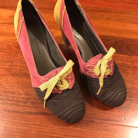 Anthropologie Pilcro Suede Colorblock Heels (6) - Picture 2 of 2